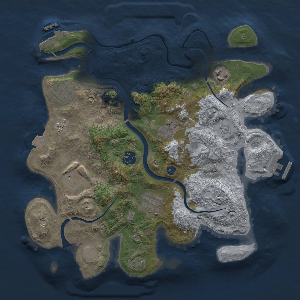 Rust Map: Procedural Map, Size: 3250, Seed: 870093149, 13 Monuments