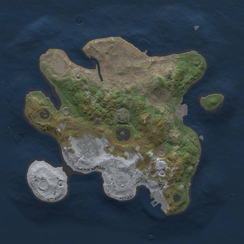 Rust Map: Procedural Map, Size: 2500, Seed: 2145562707, 9 Monuments
