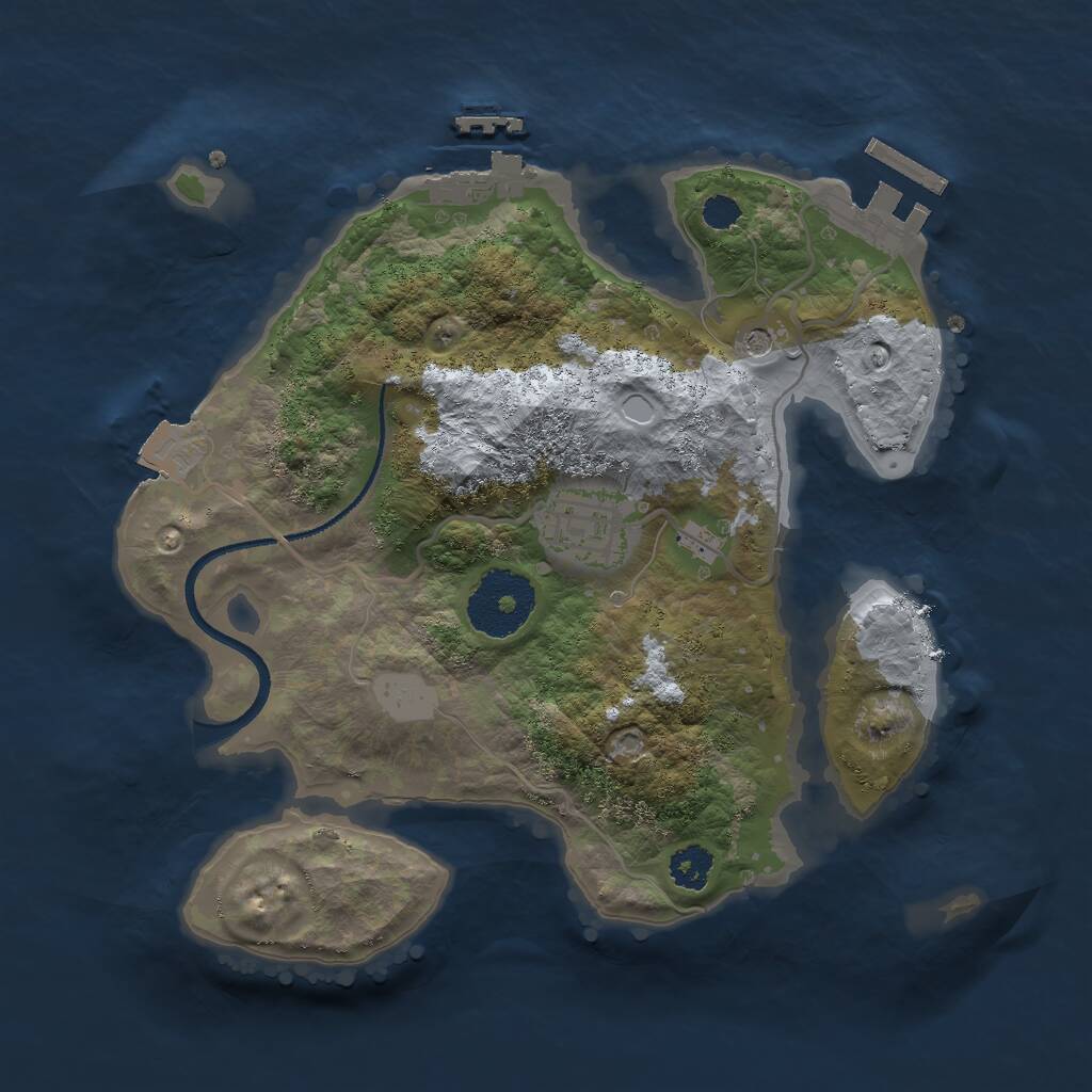 Rust Map: Procedural Map, Size: 2500, Seed: 23456789, 5 Monuments