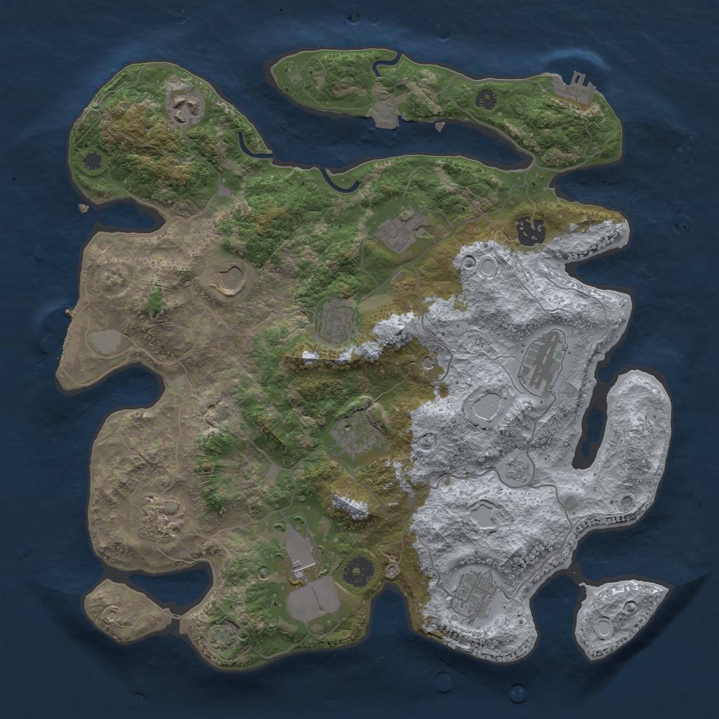 Rust Map: Procedural Map, Size: 3600, Seed: 57705056, 18 Monuments