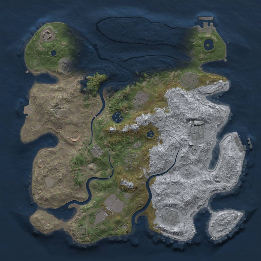 Rust Map: Procedural Map, Size: 3600, Seed: 57705056, 16 Monuments