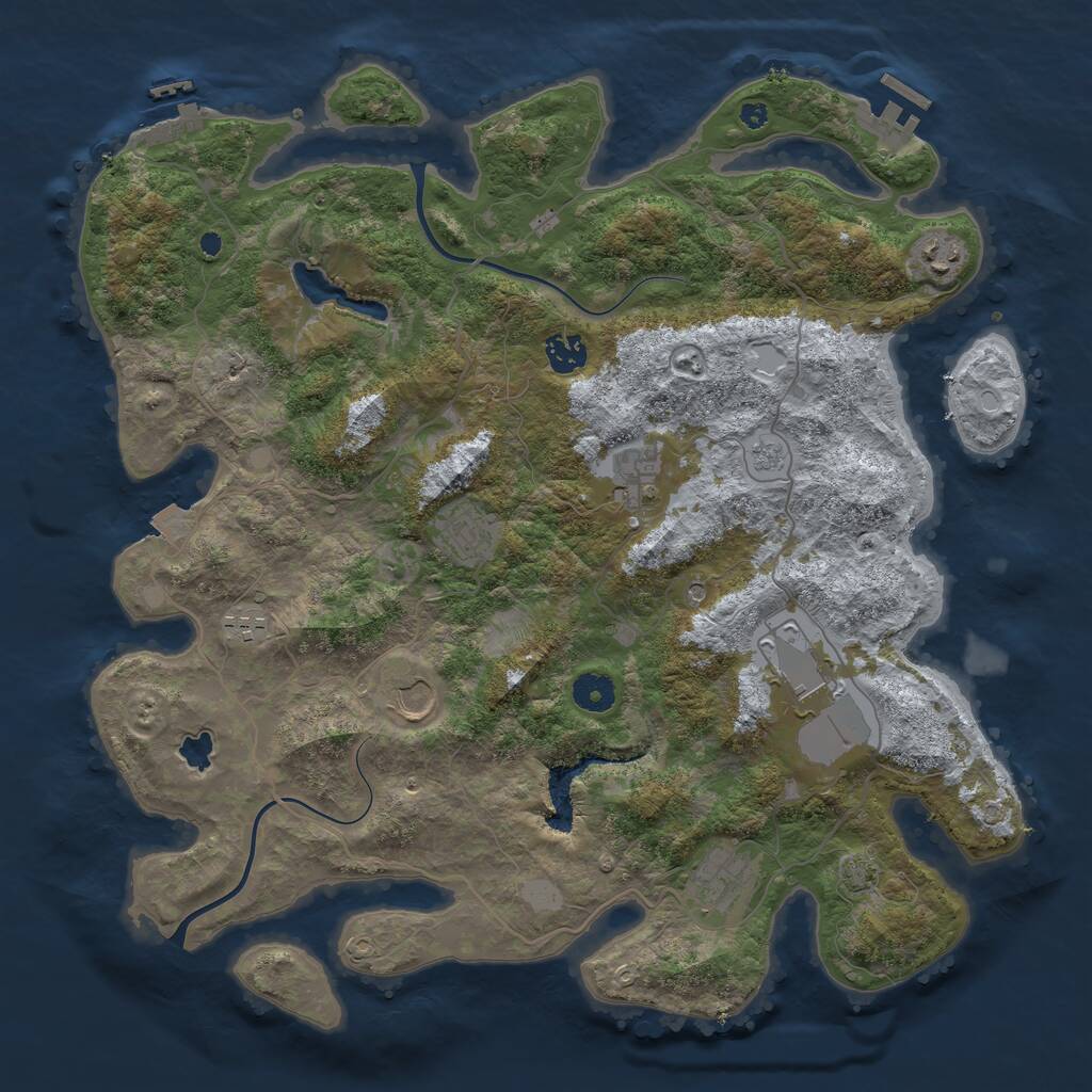 Rust Map: Procedural Map, Size: 4000, Seed: 58971, 14 Monuments