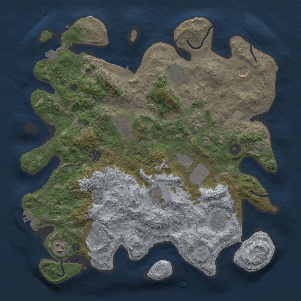 Rust Map: Procedural Map, Size: 3800, Seed: 71590810, 19 Monuments