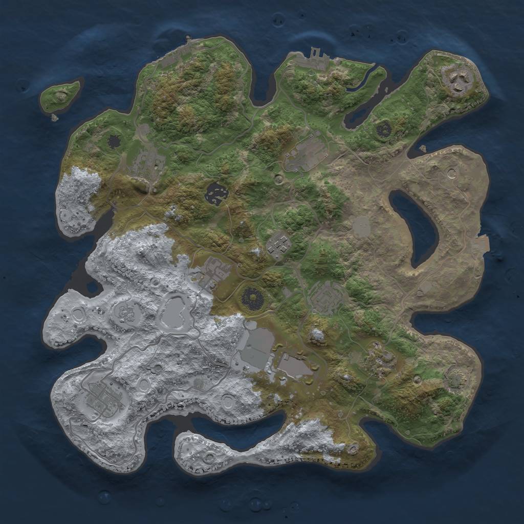 Rust Map: Procedural Map, Size: 3500, Seed: 555488605, 18 Monuments