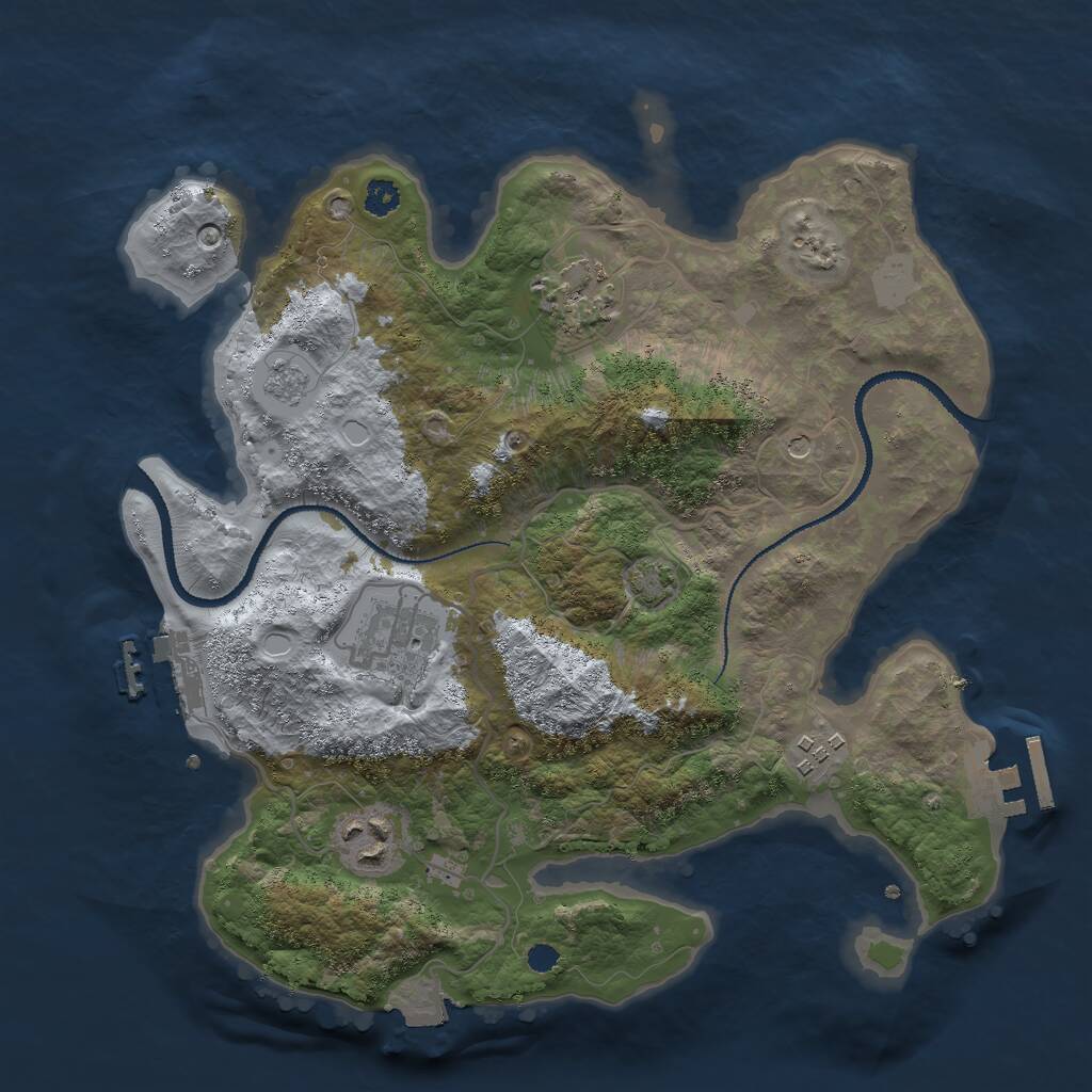 Rust Map: Procedural Map, Size: 3000, Seed: 2084282799, 10 Monuments