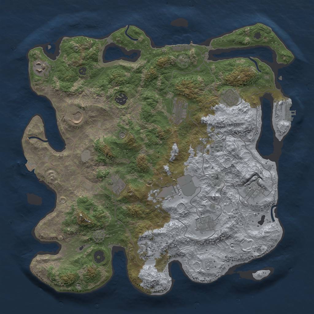 Rust Map: Procedural Map, Size: 3950, Seed: 24533069, 19 Monuments