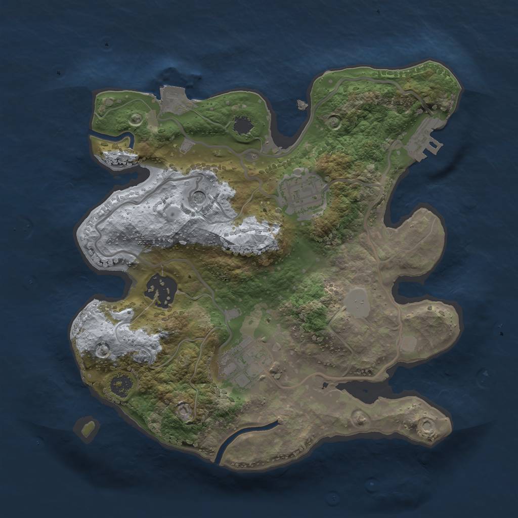 Rust Map: Procedural Map, Size: 2400, Seed: 1425118982, 8 Monuments