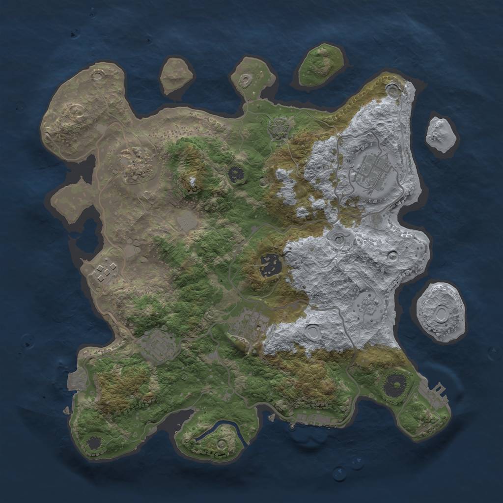 Rust Map: Procedural Map, Size: 3250, Seed: 2084627319, 14 Monuments