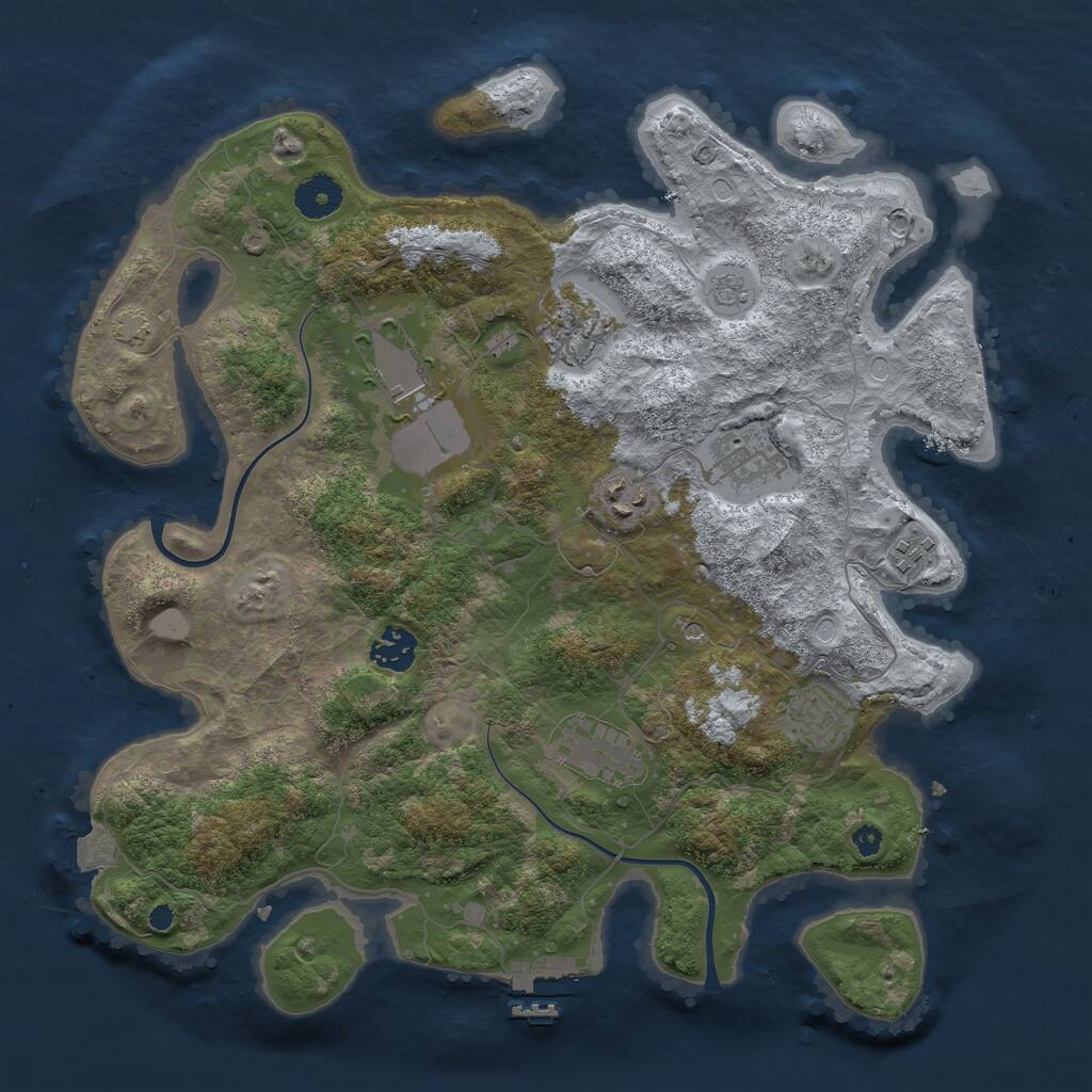 Rust Map: Procedural Map, Size: 3650, Seed: 65357390, 13 Monuments