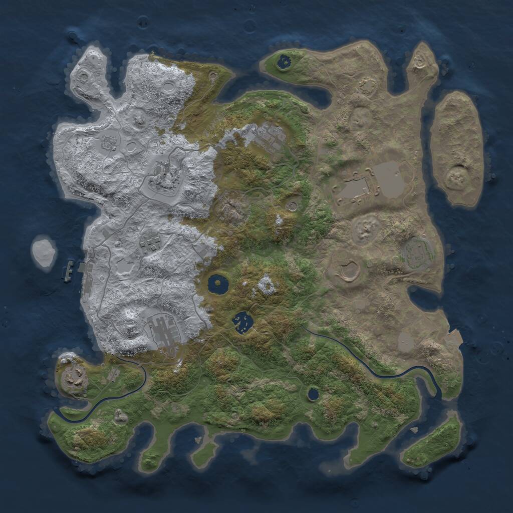 Rust Map: Procedural Map, Size: 3750, Seed: 1263686085, 14 Monuments