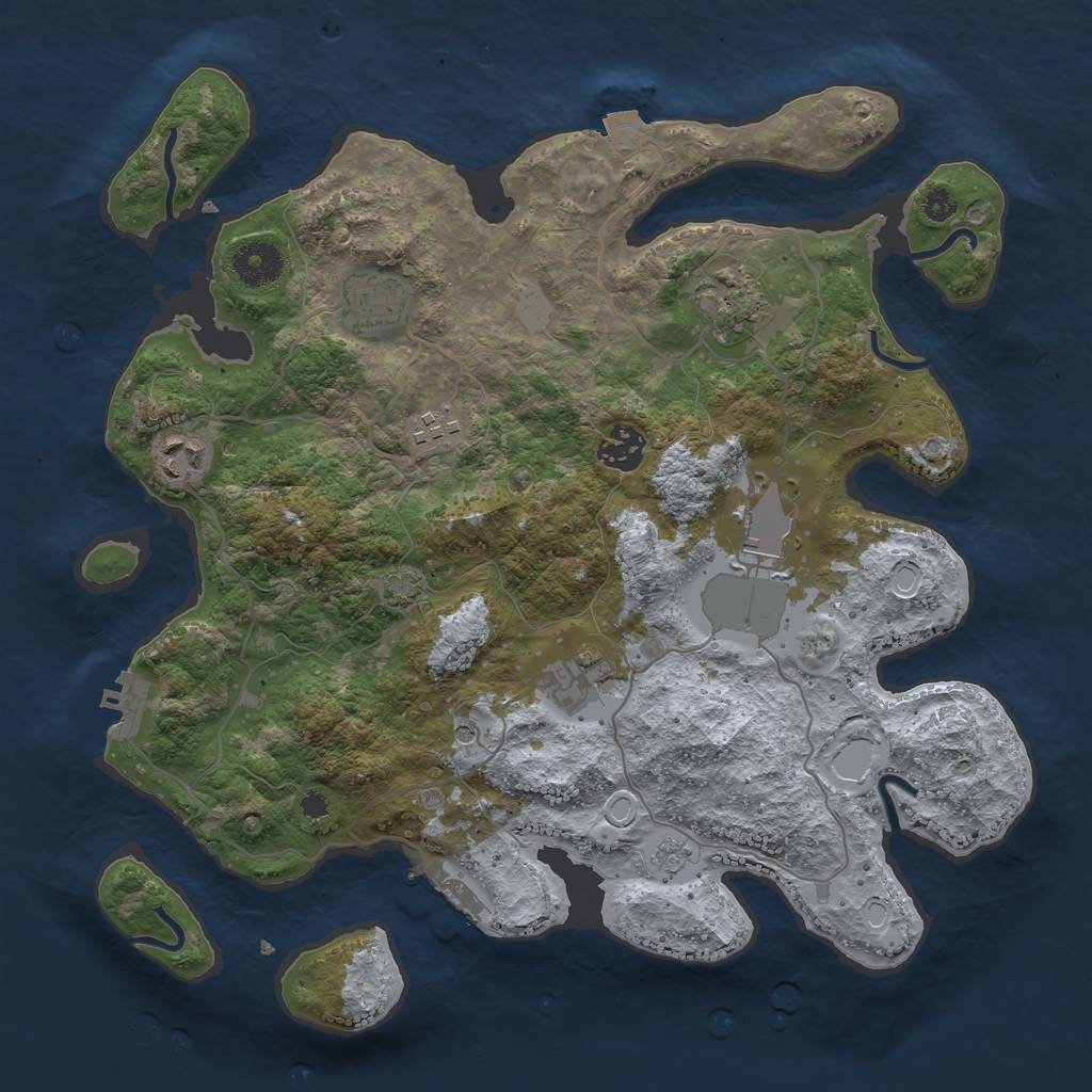 Rust Map: Procedural Map, Size: 3500, Seed: 1384265429, 15 Monuments