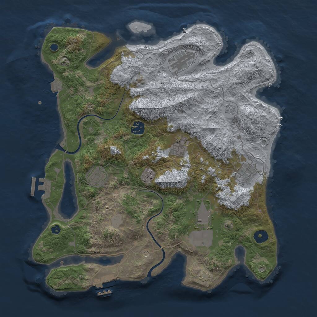 Rust Map: Procedural Map, Size: 3500, Seed: 2110759520, 13 Monuments