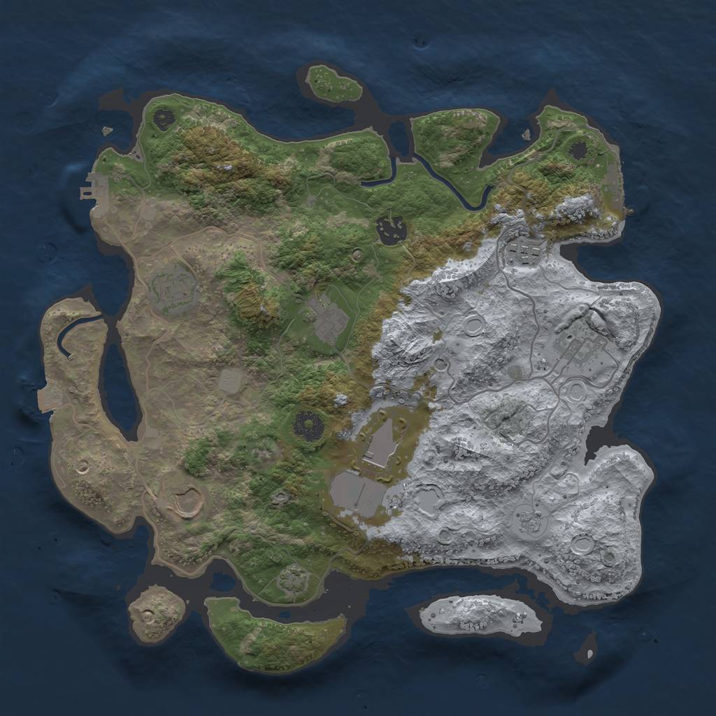 Rust Map: Procedural Map, Size: 3500, Seed: 228199171, 15 Monuments