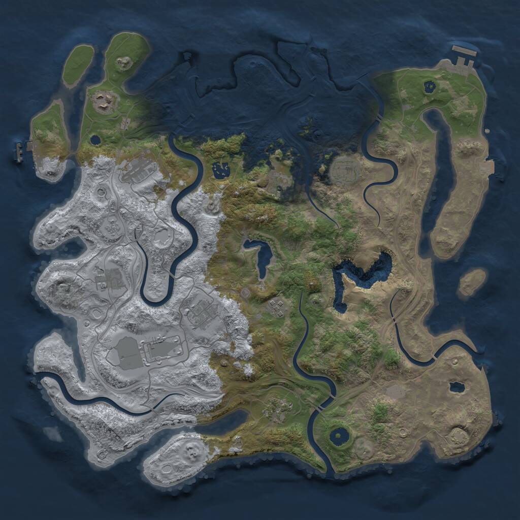 Rust Map: Procedural Map, Size: 4250, Seed: 516198997, 16 Monuments