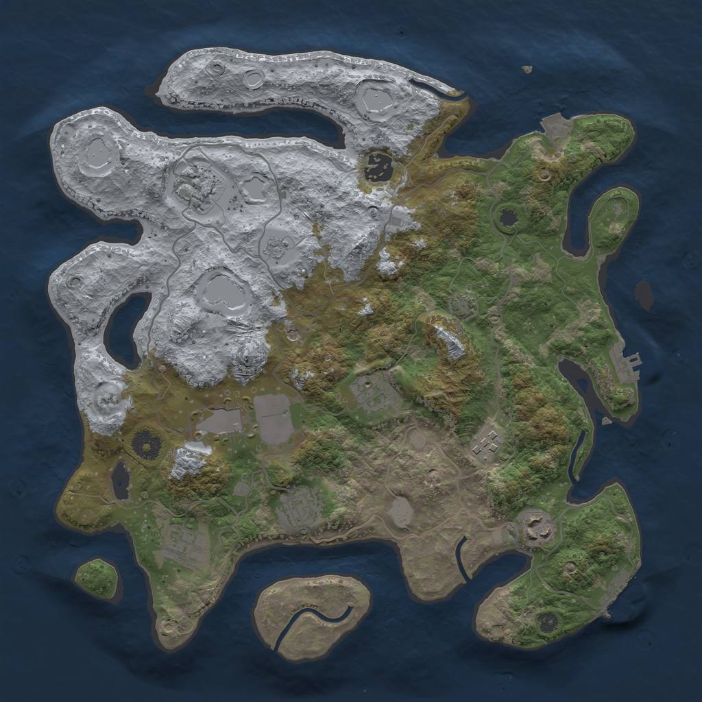 Rust Map: Procedural Map, Size: 3600, Seed: 350, 16 Monuments