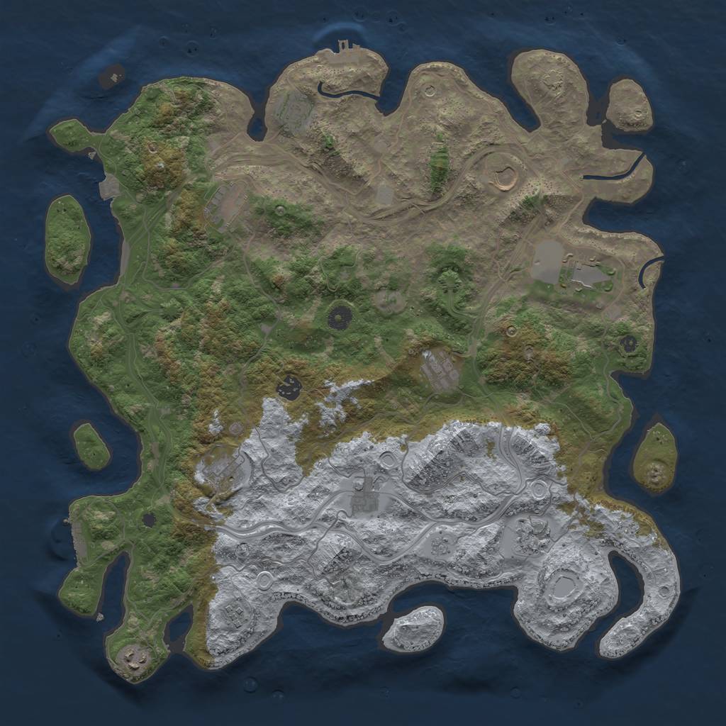 Rust Map: Procedural Map, Size: 4500, Seed: 3058, 19 Monuments