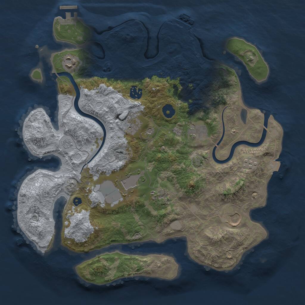 Rust Map: Procedural Map, Size: 3500, Seed: 911086, 14 Monuments