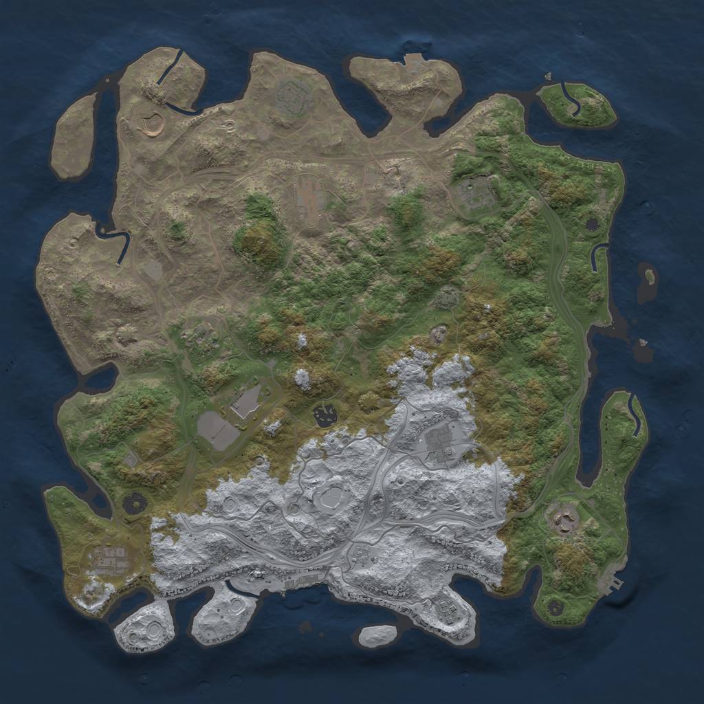 Rust Map: Procedural Map, Size: 4500, Seed: 1458625618, 19 Monuments