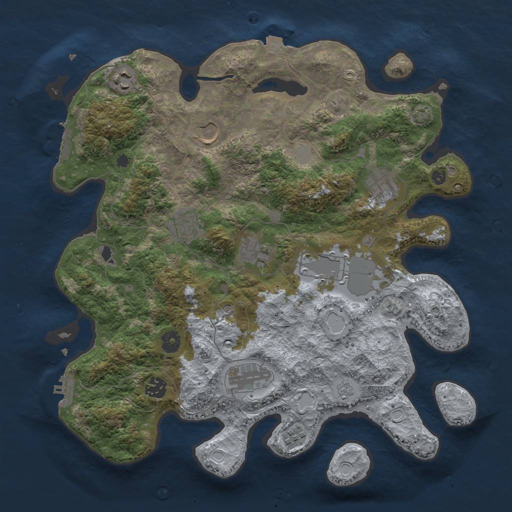 Rust Map: Procedural Map, Size: 3600, Seed: 11811, 17 Monuments