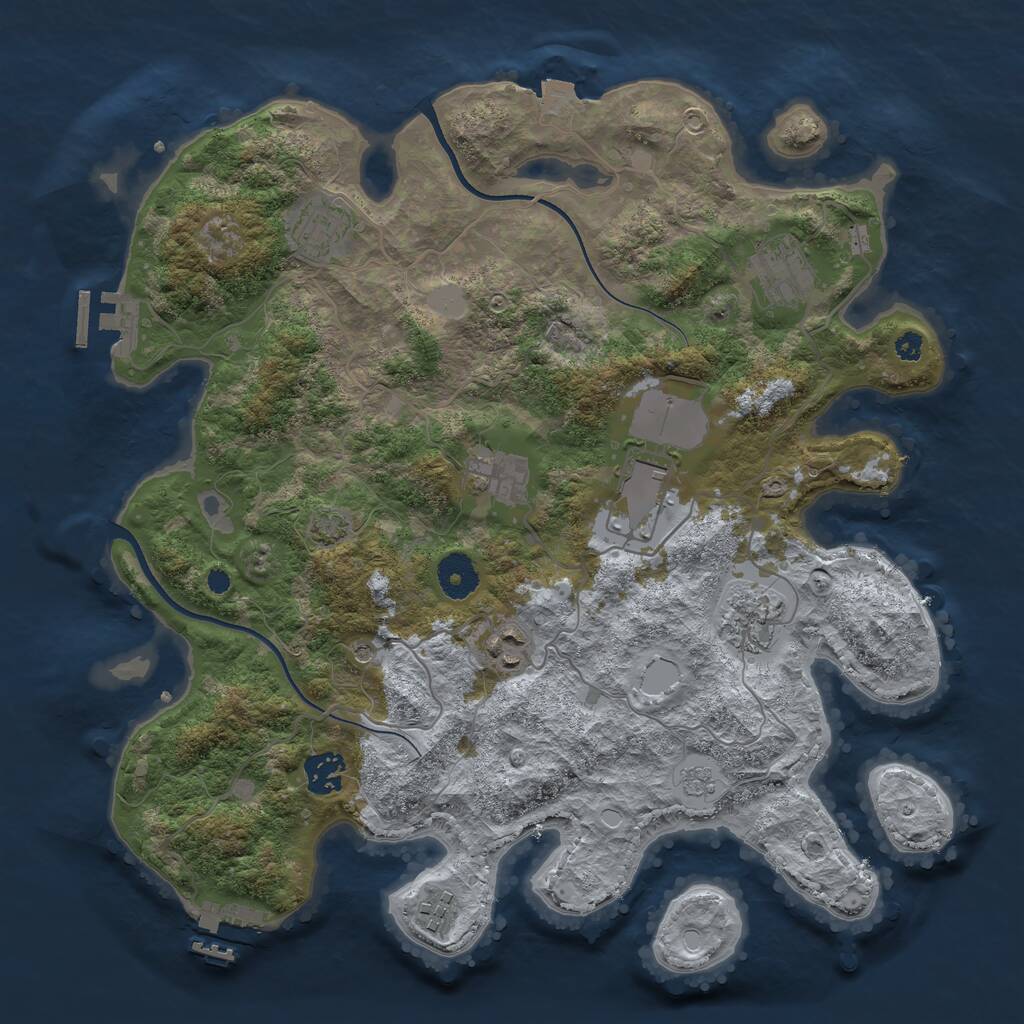 Rust Map: Procedural Map, Size: 3600, Seed: 11811, 14 Monuments