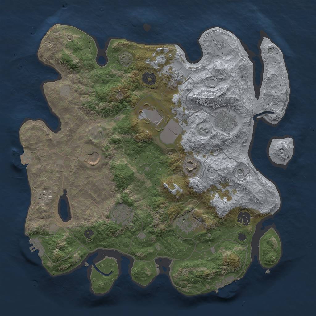 Rust Map: Procedural Map, Size: 3500, Seed: 1549392874, 17 Monuments