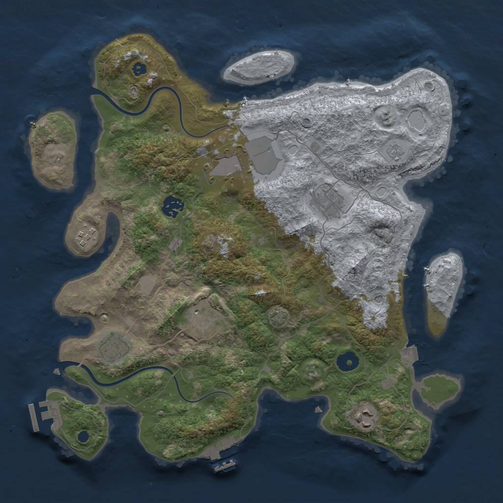 Rust Map: Procedural Map, Size: 3600, Seed: 21811, 13 Monuments