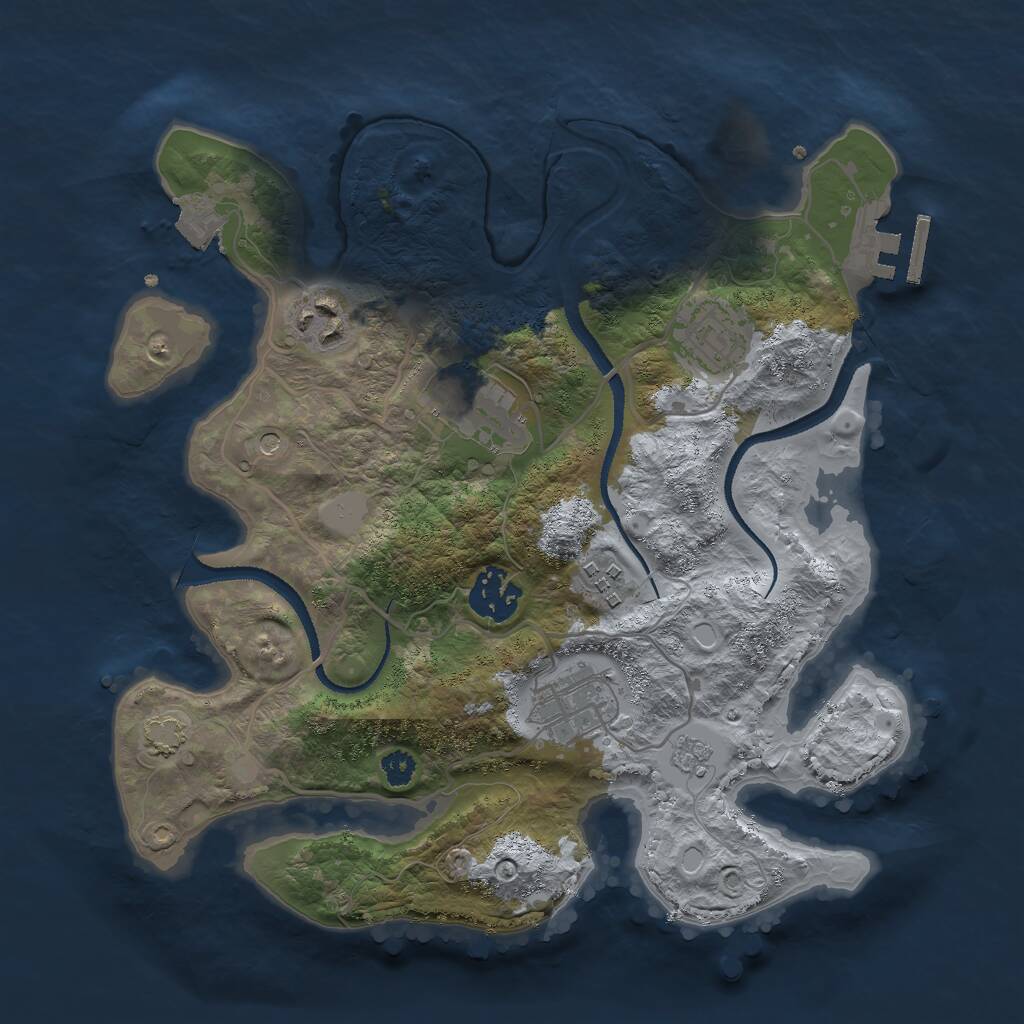 Rust Map: Procedural Map, Size: 3000, Seed: 2115411649, 11 Monuments