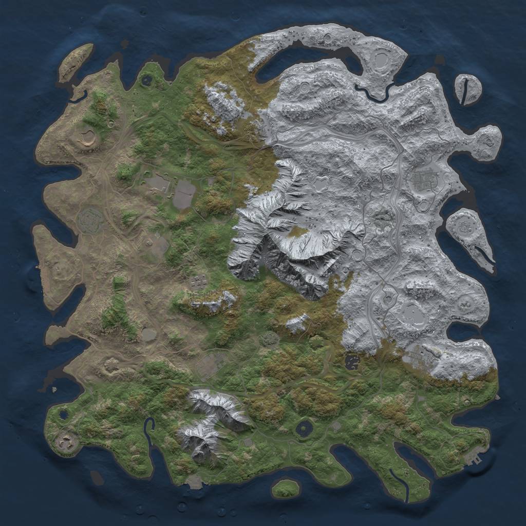 Rust Map: Procedural Map, Size: 5000, Seed: 5693214, 19 Monuments