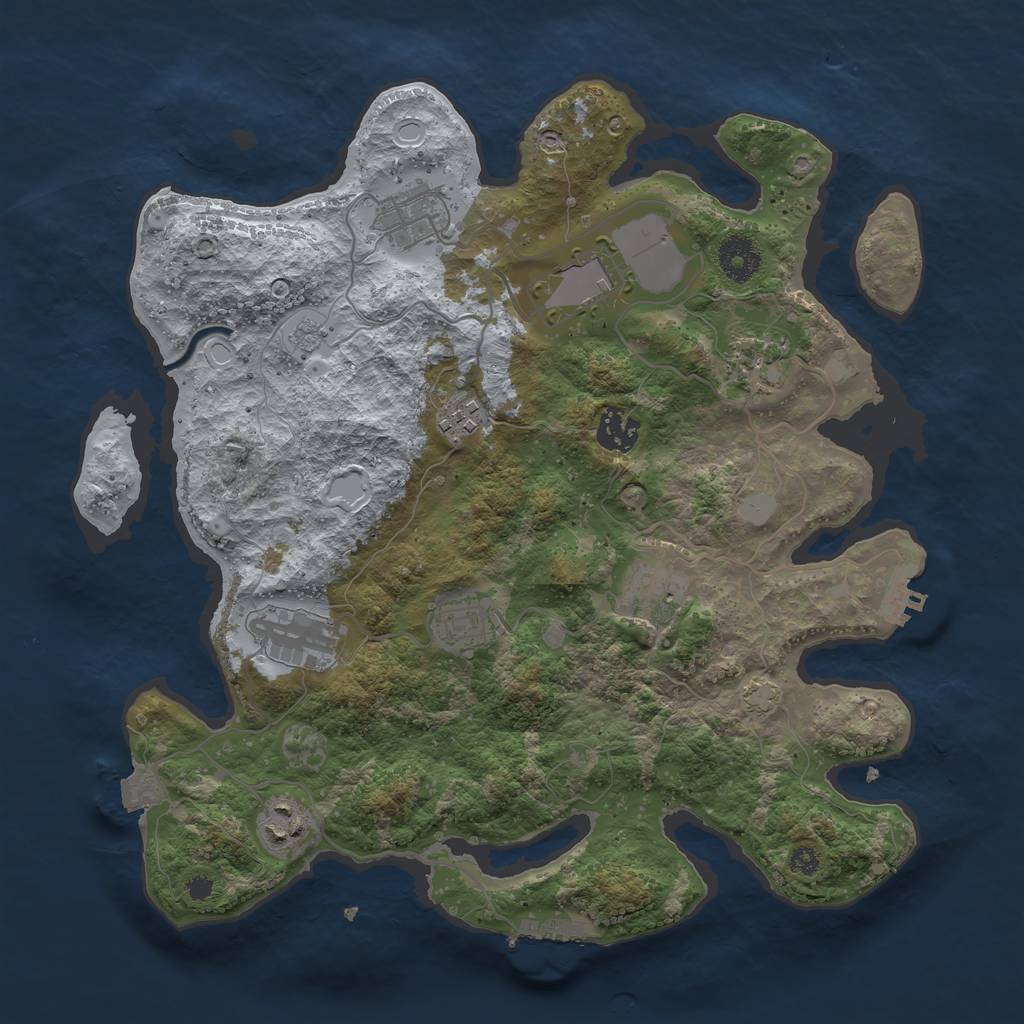 Rust Map: Procedural Map, Size: 3500, Seed: 1701497353, 16 Monuments