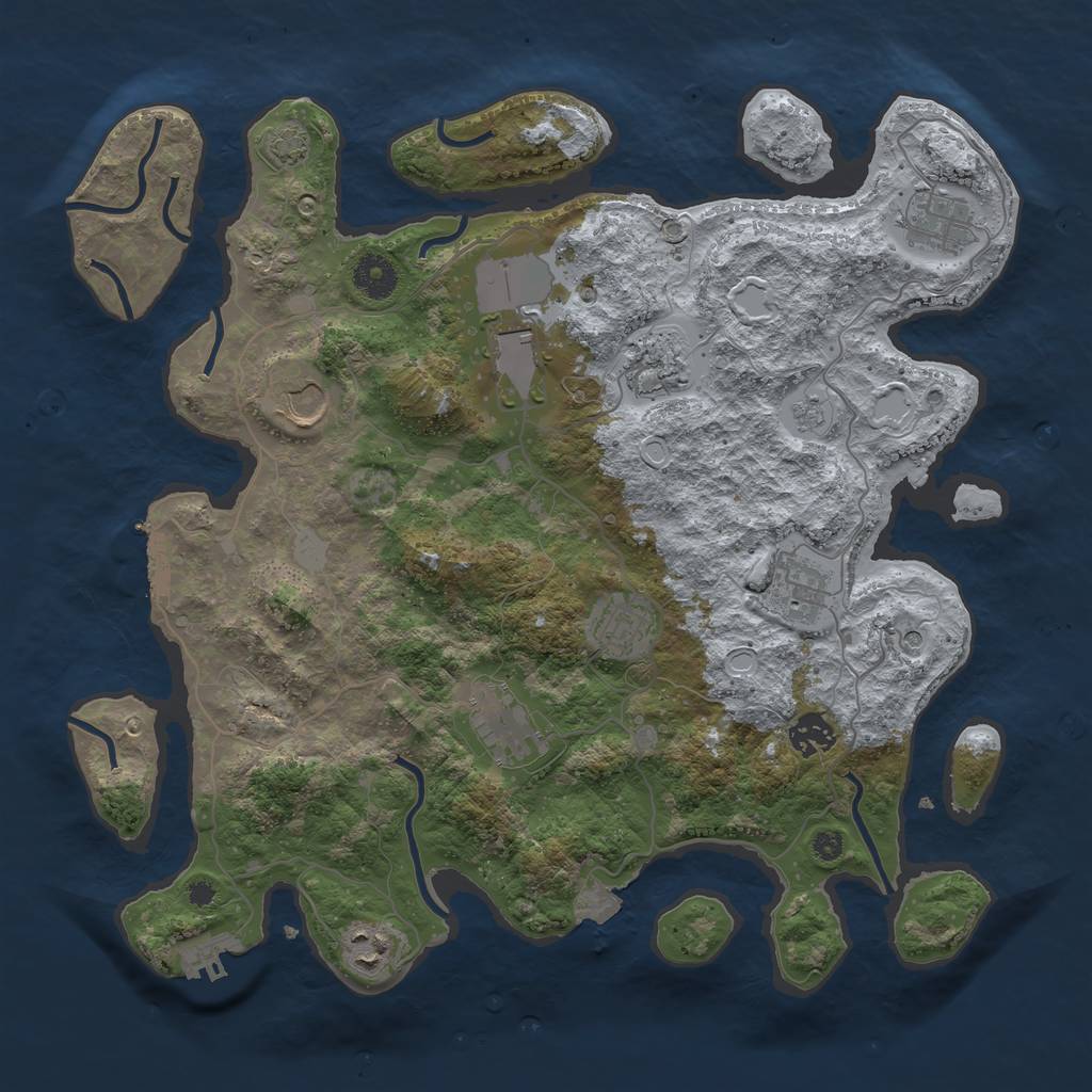 Rust Map: Procedural Map, Size: 3750, Seed: 402288, 17 Monuments
