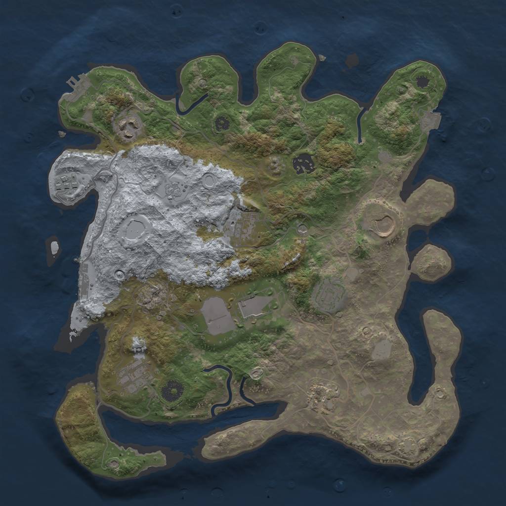 Rust Map: Procedural Map, Size: 3500, Seed: 446549226, 17 Monuments