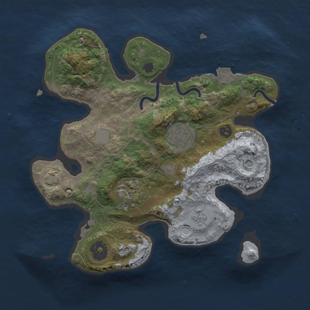 Rust Map: Procedural Map, Size: 2500, Seed: 11928197, 8 Monuments