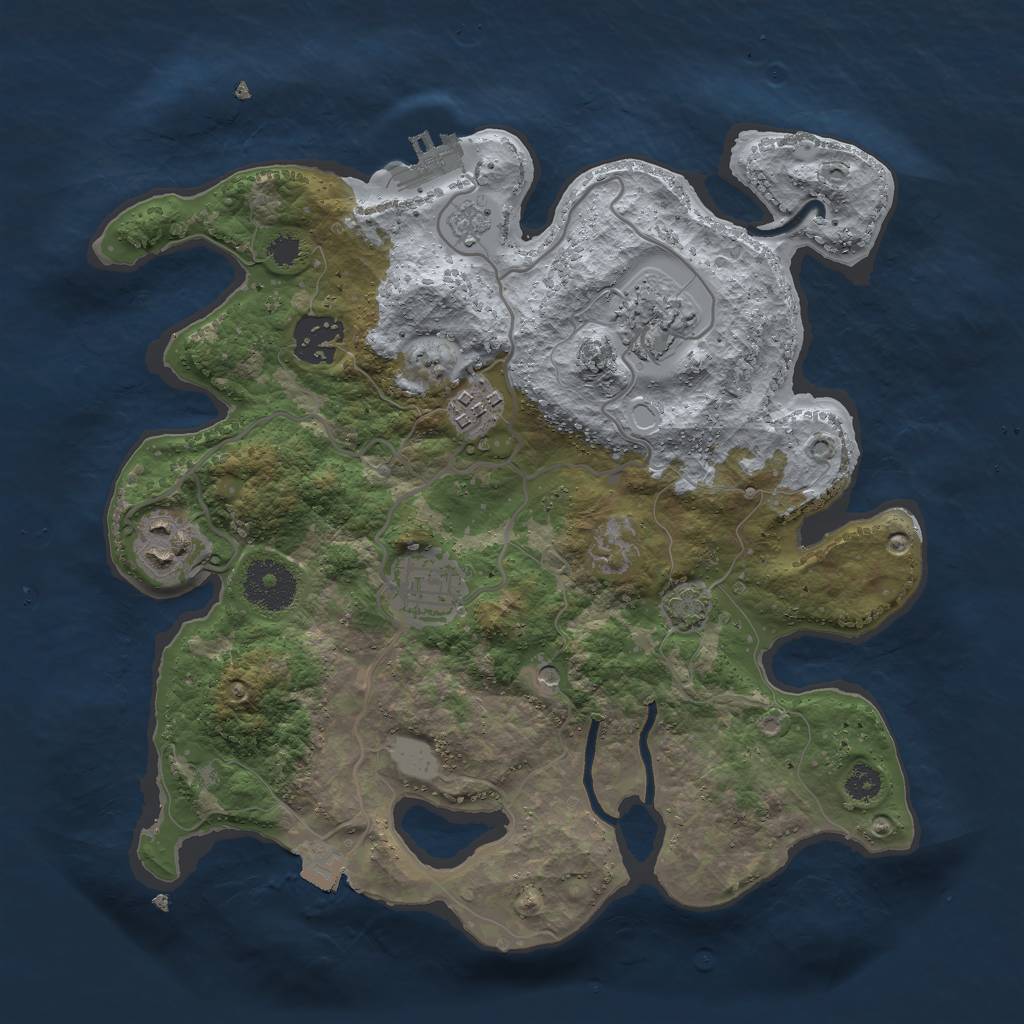 Rust Map: Procedural Map, Size: 3000, Seed: 1149358876, 12 Monuments
