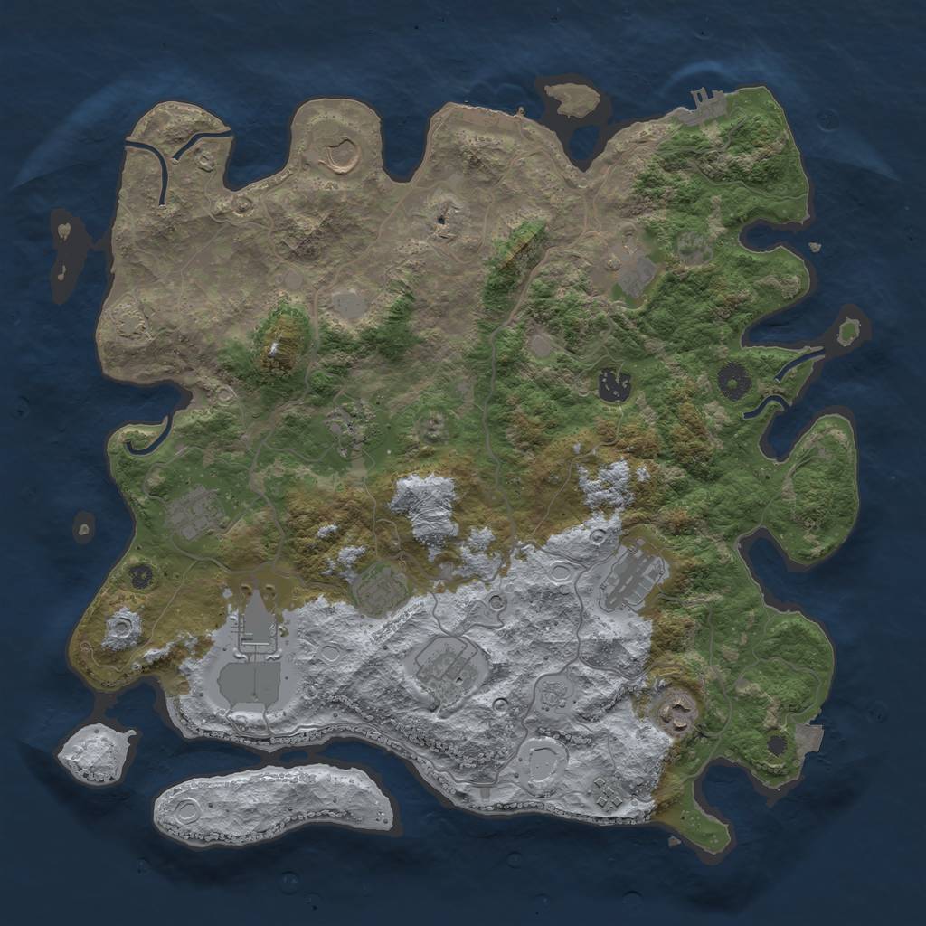 Rust Map: Procedural Map, Size: 4000, Seed: 1267613717, 19 Monuments