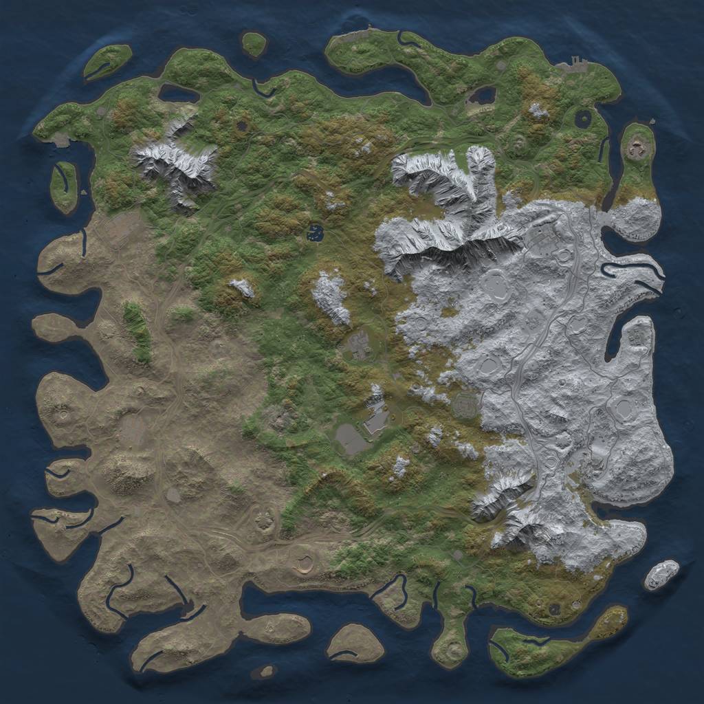 Rust Map: Procedural Map, Size: 6000, Seed: 75255257, 19 Monuments
