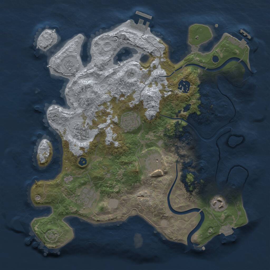 Rust Map: Procedural Map, Size: 3250, Seed: 1875326502, 13 Monuments