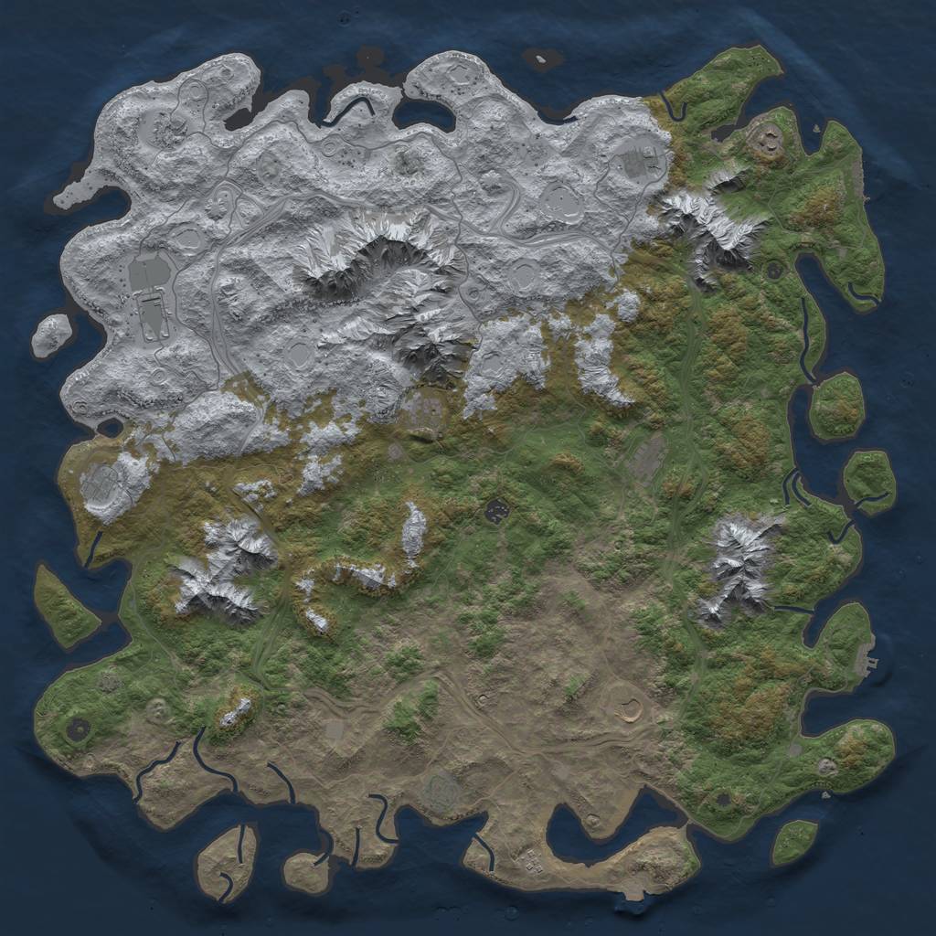 Rust Map: Procedural Map, Size: 6000, Seed: 836401371, 19 Monuments
