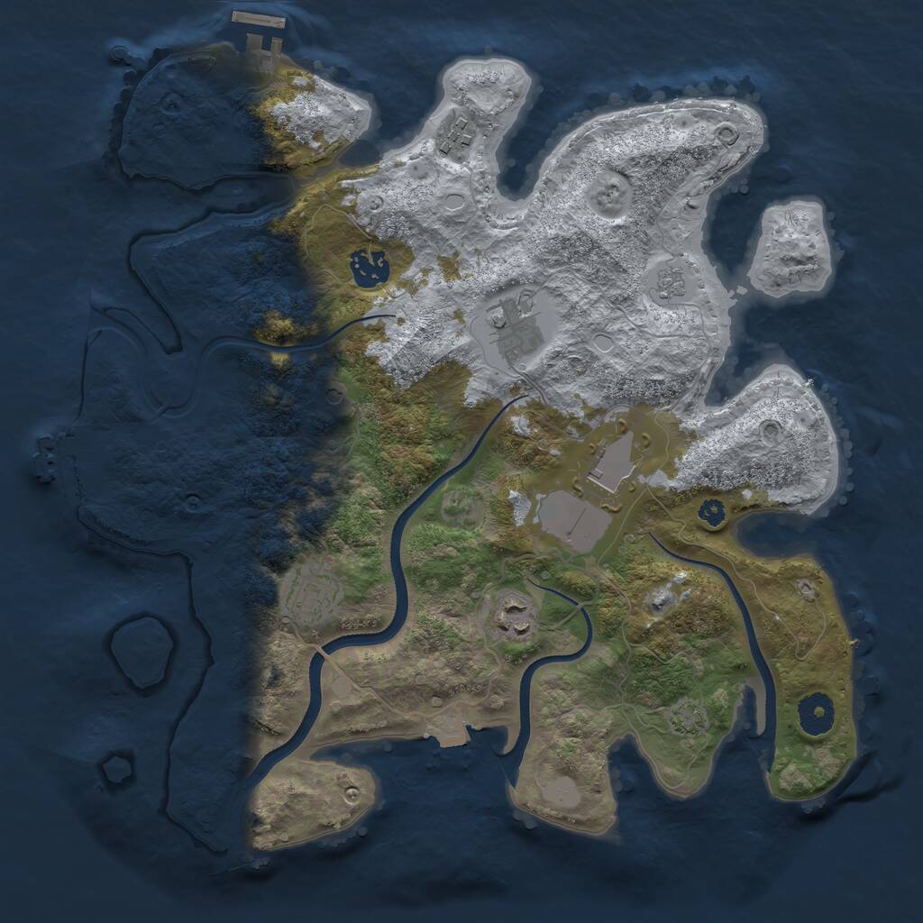 Rust Map: Procedural Map, Size: 3500, Seed: 1282349813, 12 Monuments