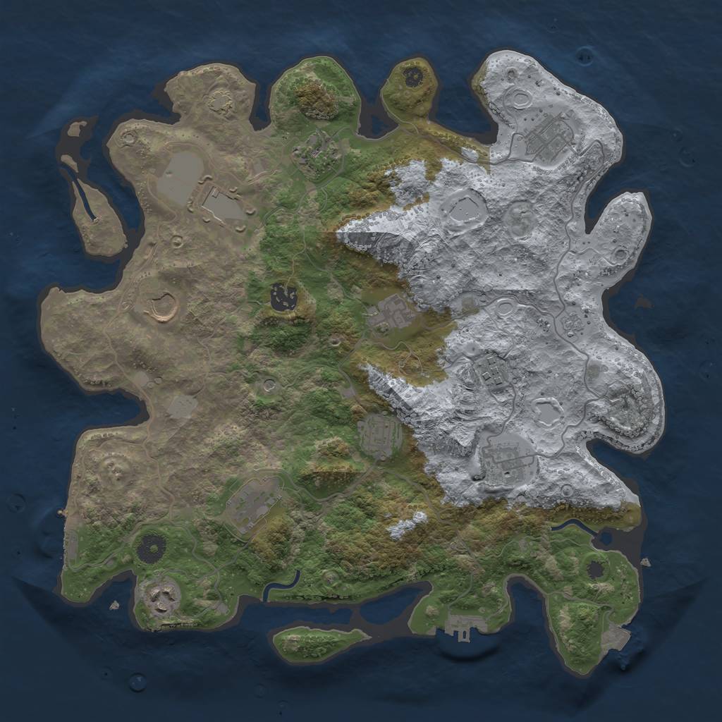 Rust Map: Procedural Map, Size: 3750, Seed: 285151, 19 Monuments