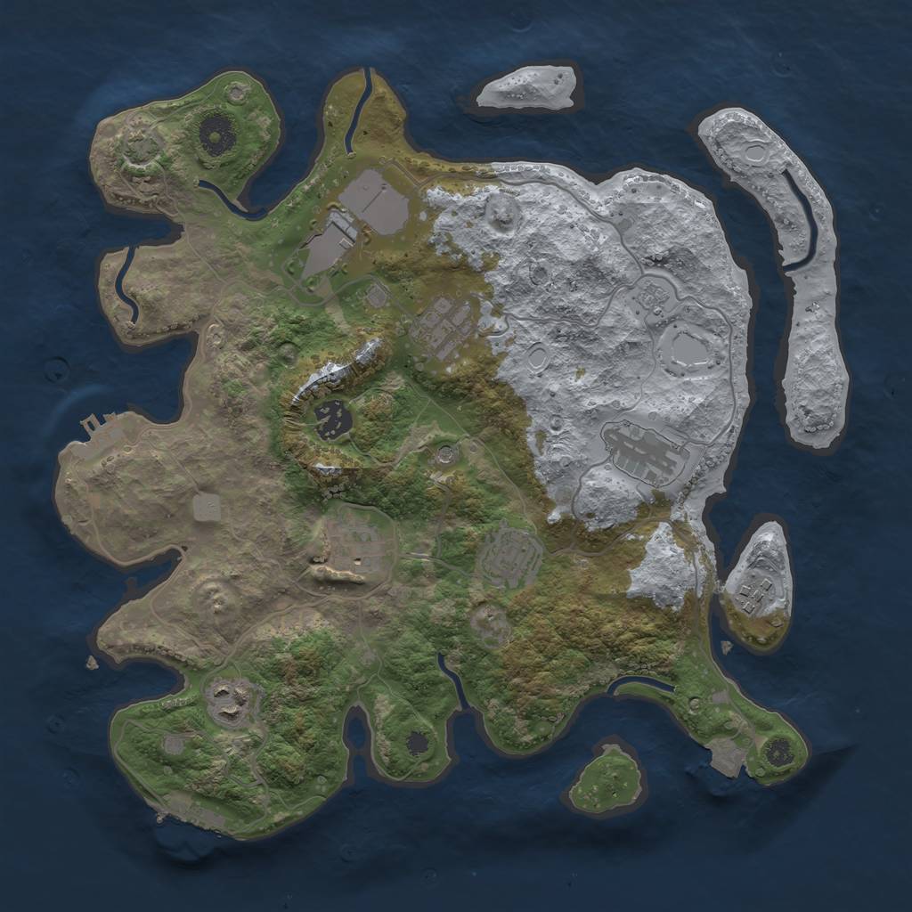 Rust Map: Procedural Map, Size: 3500, Seed: 214892340, 16 Monuments