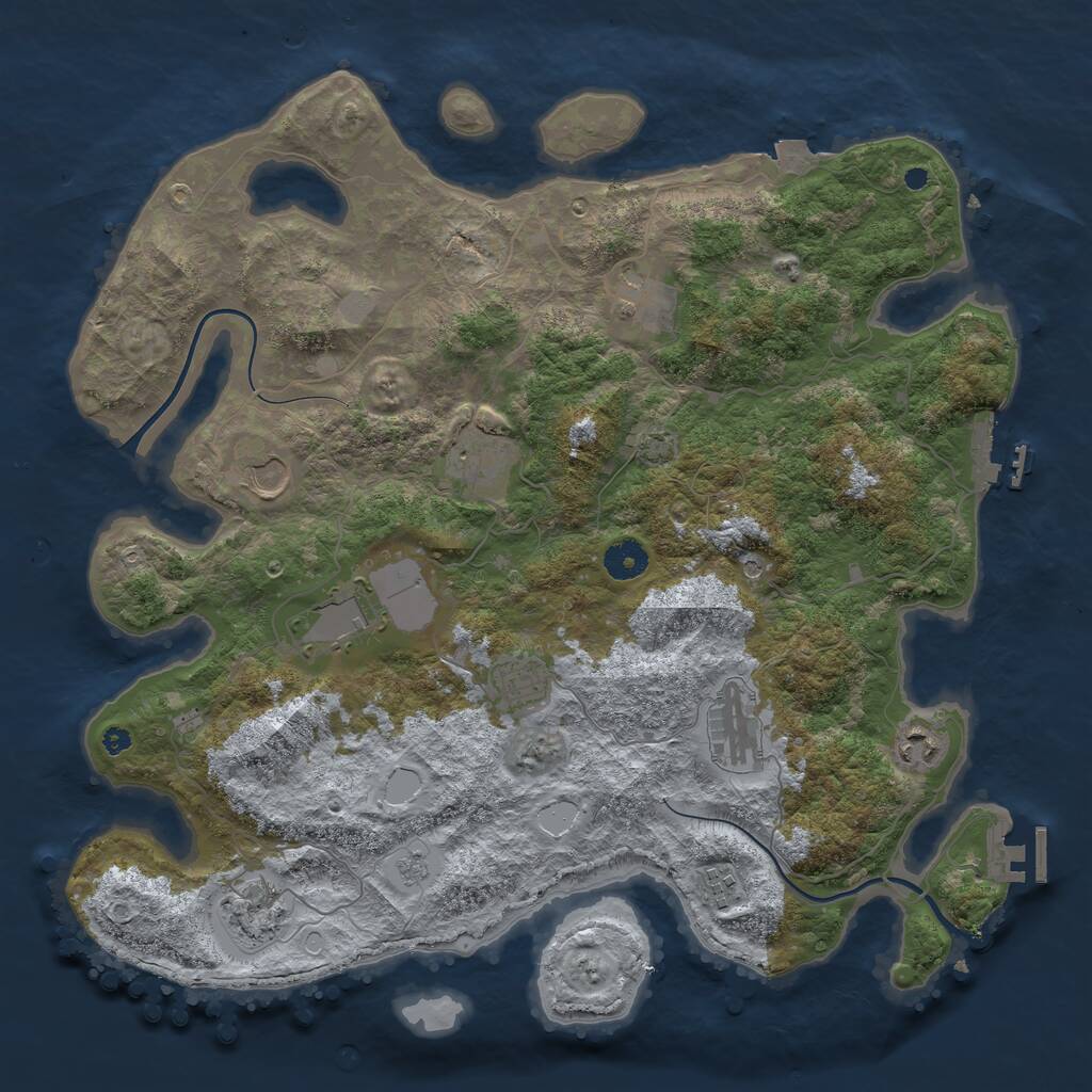 Rust Map: Procedural Map, Size: 3950, Seed: 44539161, 15 Monuments