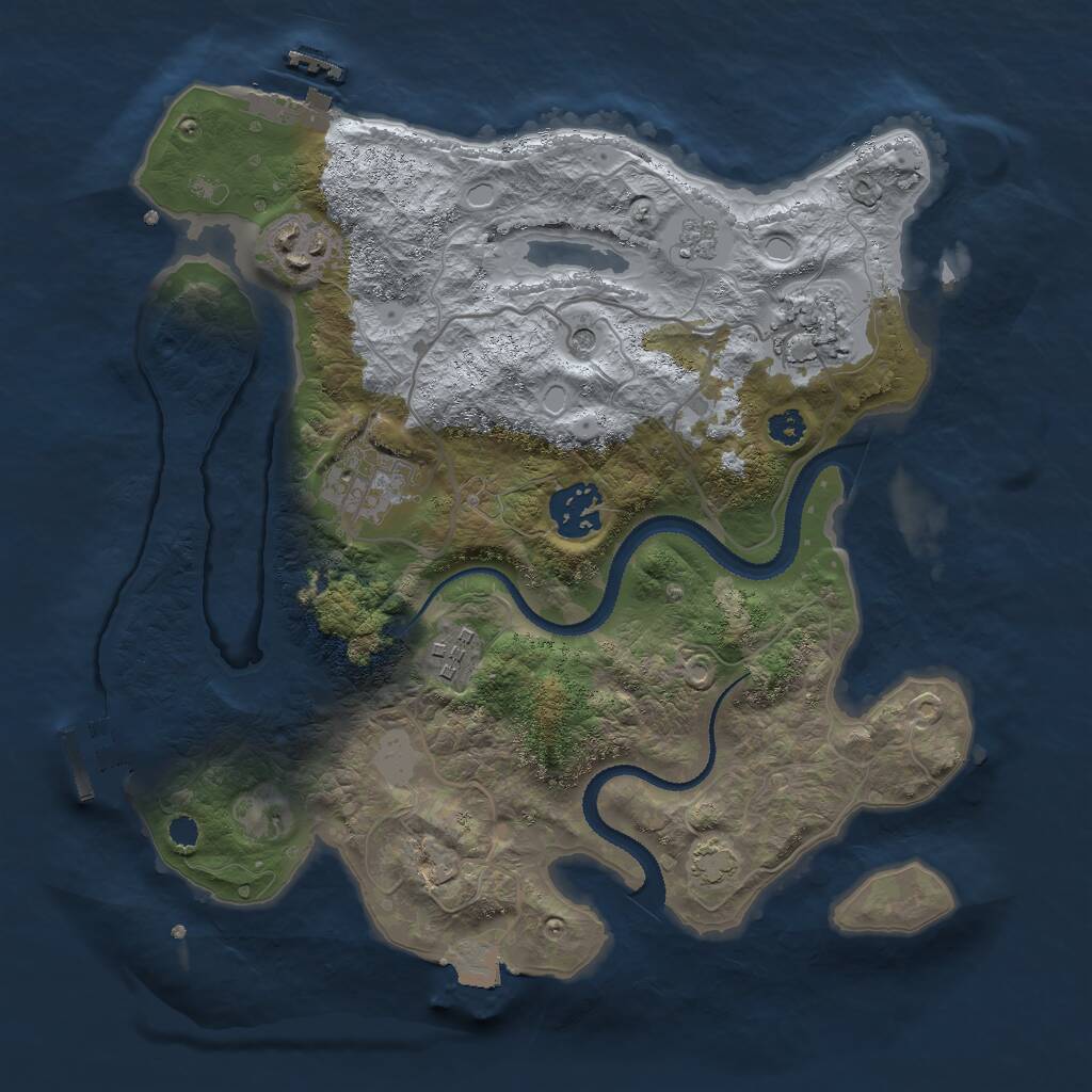 Rust Map: Procedural Map, Size: 3000, Seed: 53925762, 11 Monuments