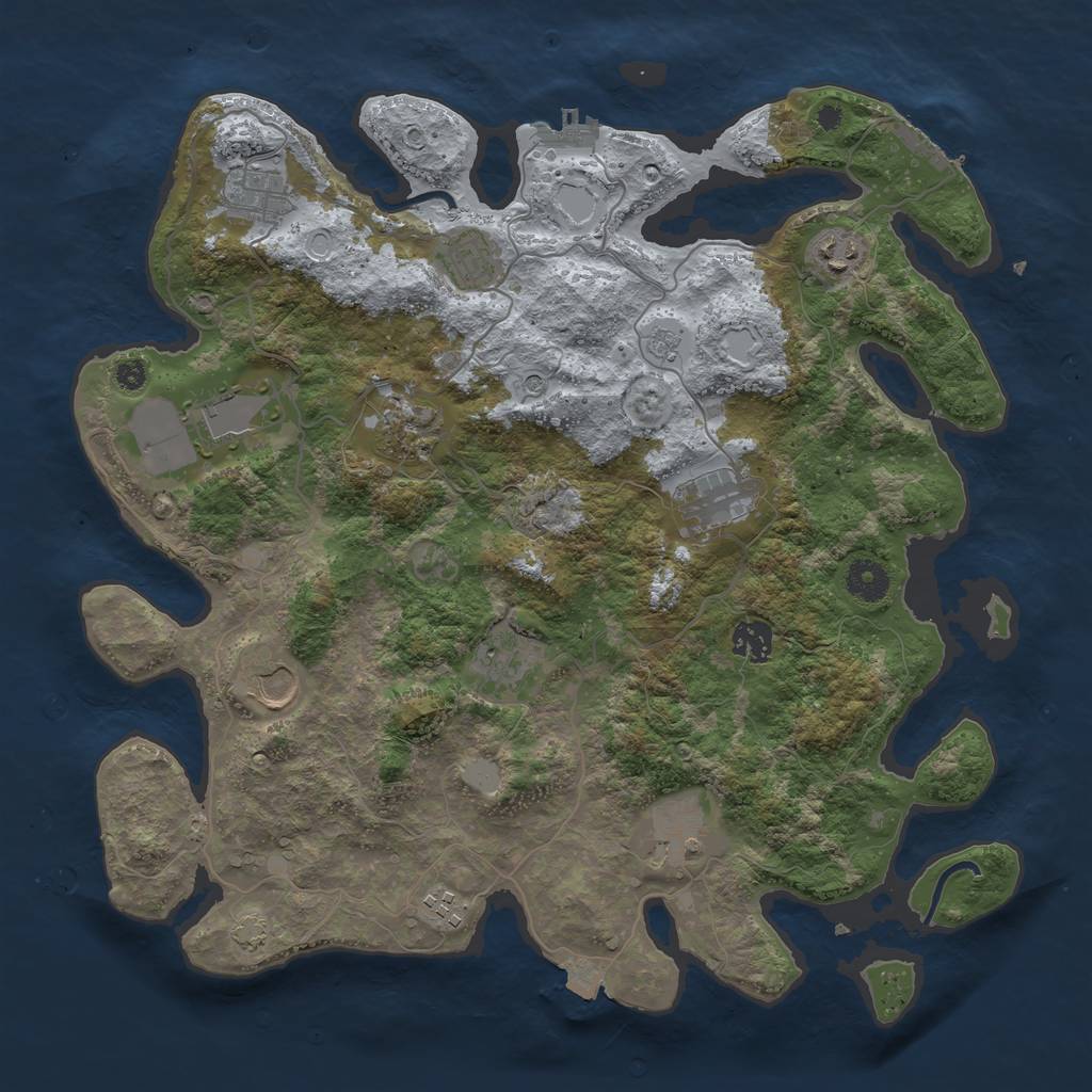 Rust Map: Procedural Map, Size: 3850, Seed: 32047280, 19 Monuments
