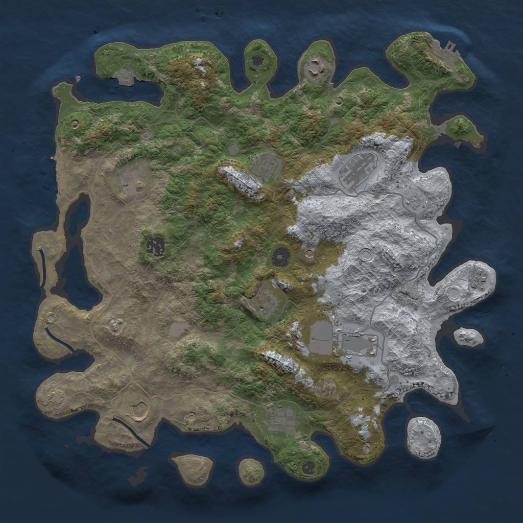 Rust Map: Procedural Map, Size: 4000, Seed: 364658001, 18 Monuments
