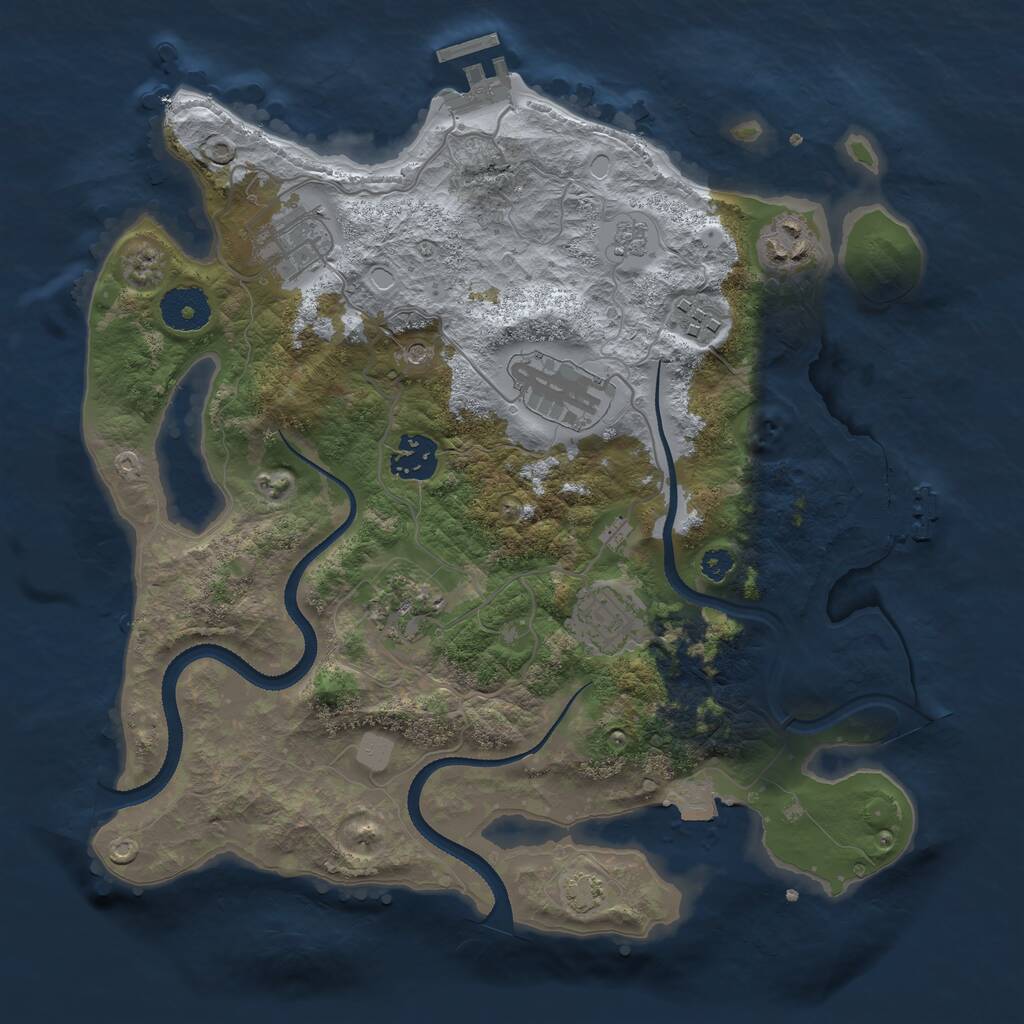 Rust Map: Procedural Map, Size: 3250, Seed: 979056428, 13 Monuments
