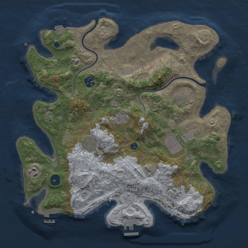 Rust Map: Procedural Map, Size: 3500, Seed: 268890468, 14 Monuments