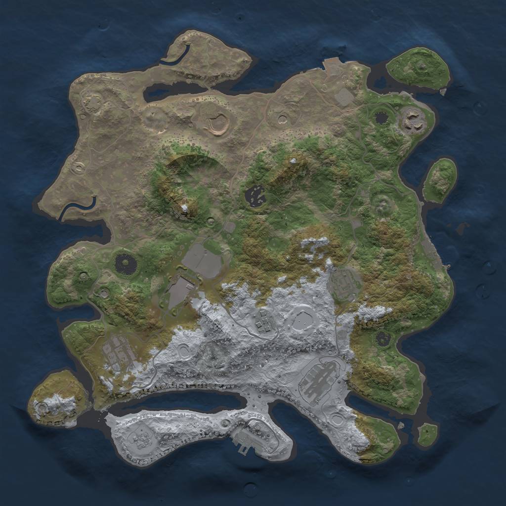Rust Map: Procedural Map, Size: 3500, Seed: 1920144736, 16 Monuments
