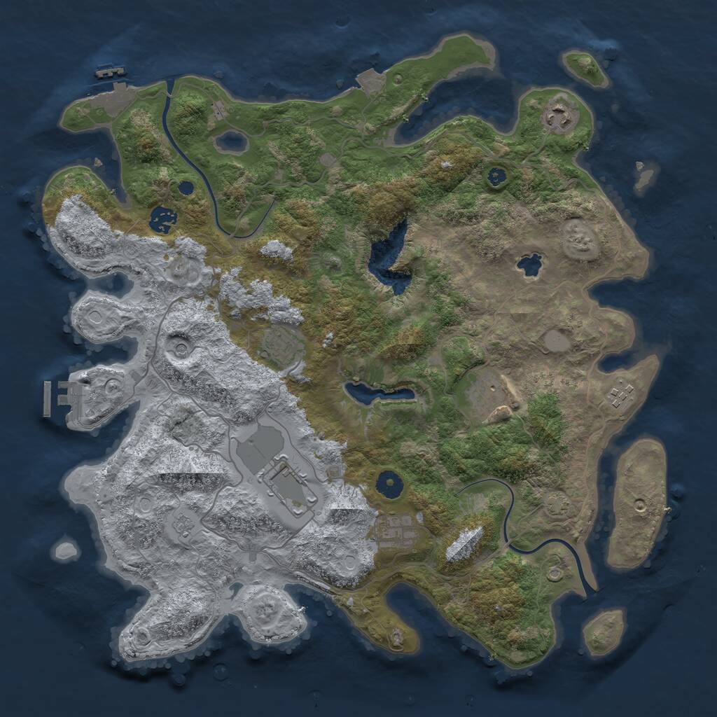 Rust Map: Procedural Map, Size: 4000, Seed: 1896166745, 13 Monuments