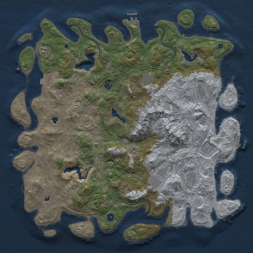 Rust Map: Procedural Map, Size: 5000, Seed: 1840768212, 16 Monuments