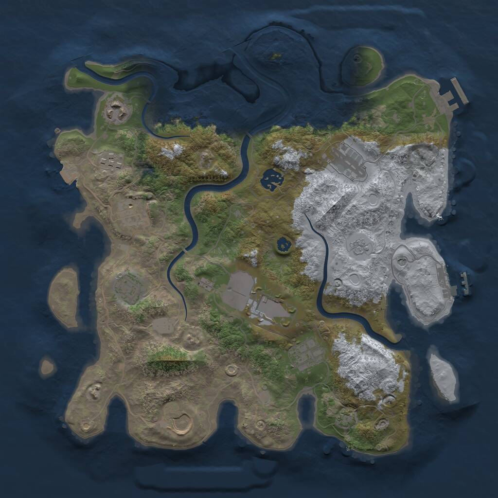 Rust Map: Procedural Map, Size: 3500, Seed: 79662473, 15 Monuments